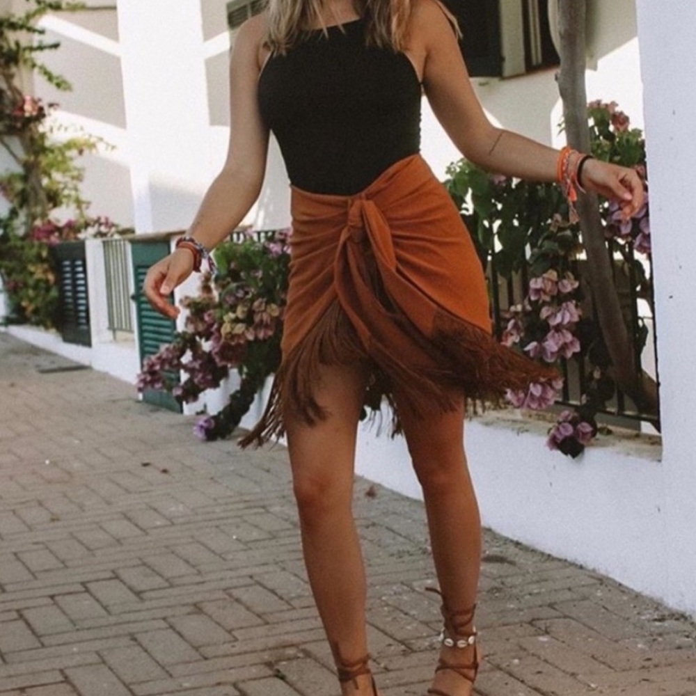 NWT Zara Fringe Mini Skirt